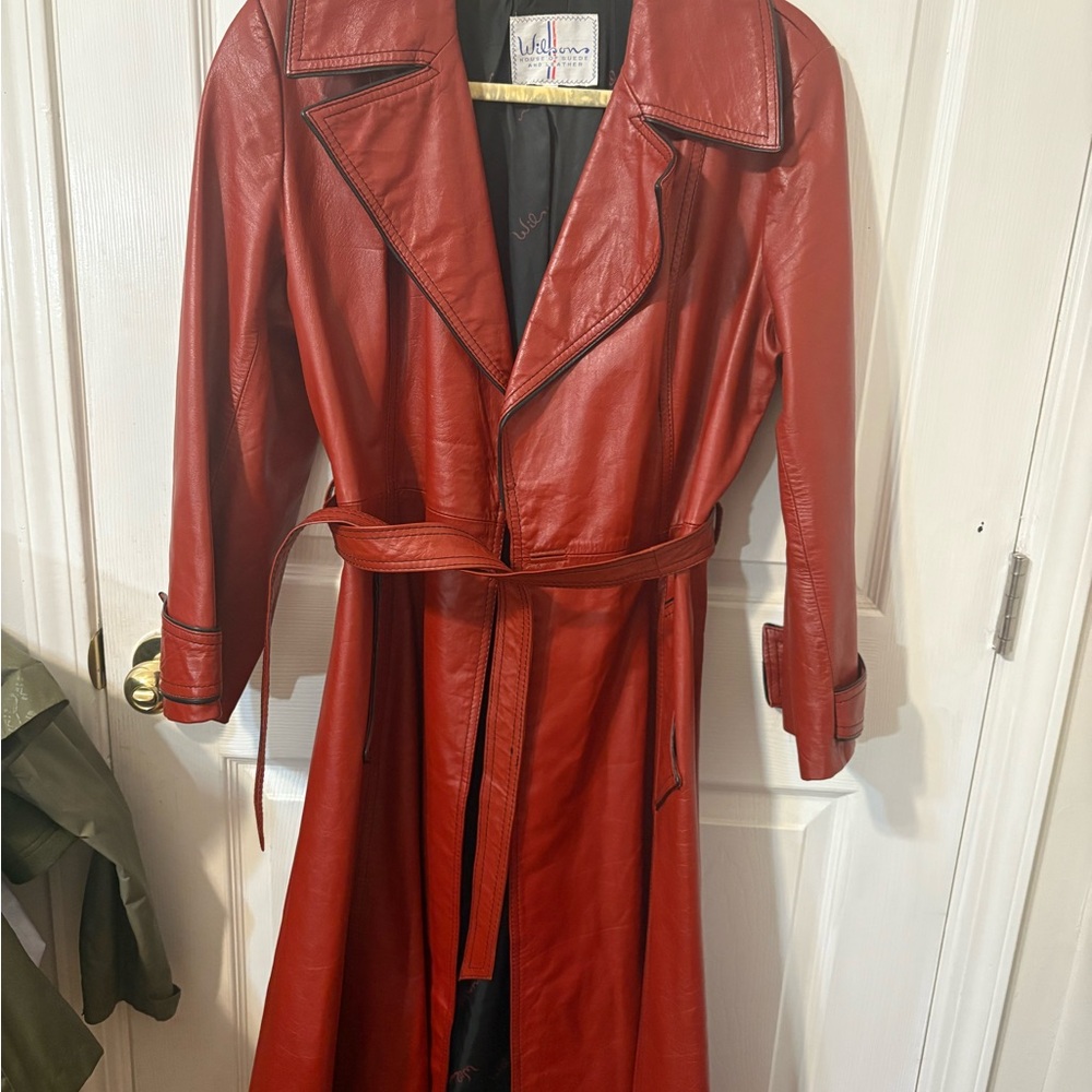 Wilson Red Leather Trench Coat